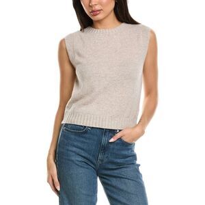 Brodie Cashmere Womens  Crewneck 100% Cashmere Sweaterneck Tank, Brown